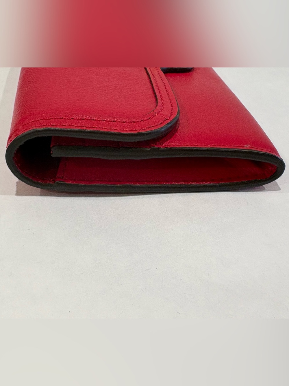 Coach Taylor Pebble Red Leather Slim Envelope Wallet with Gold Hardware - Picture 5 of 7